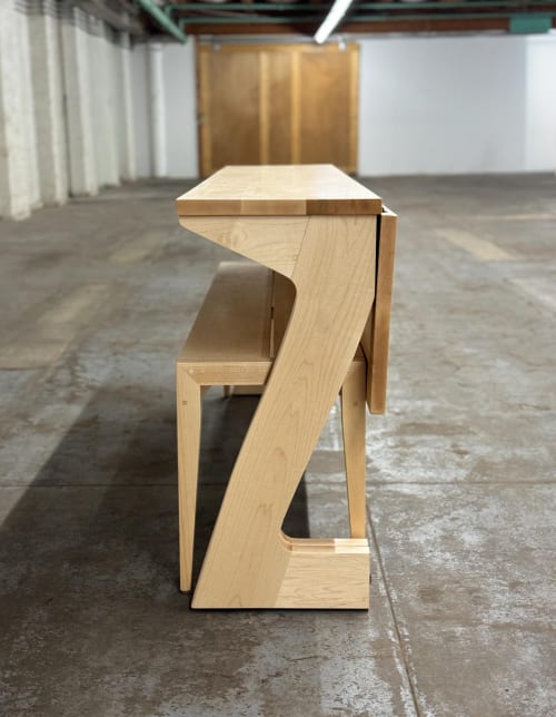 Handmade Drop-Leaf Console Table: Mid-Century Modern Dining Table, USA made | Banquette Table in Tables by Marco Bogazzi