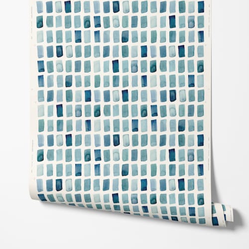 Color Grid Studio Blue Wallpaper | Wall Treatments by Color Kind Studio