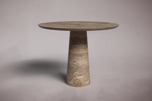 Essence Noche Travertine Round Table | Dining Table in Tables by HamamDecor LLC