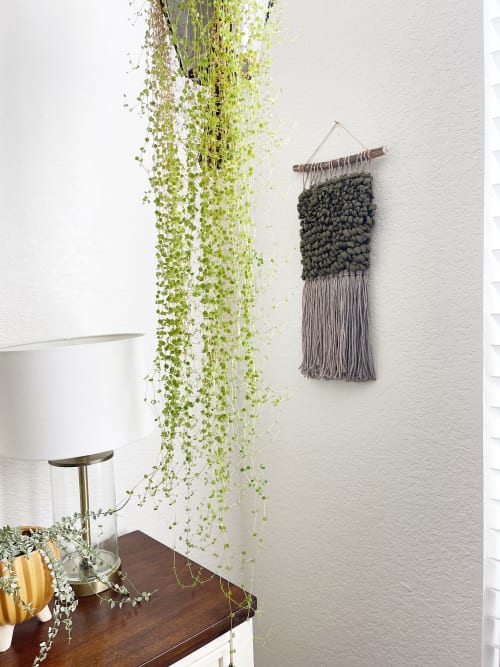 Dark Green Textured Woven Wall Hanging | Wall Hangings by Mpwovenn Fiber Art by Mindy Pantuso