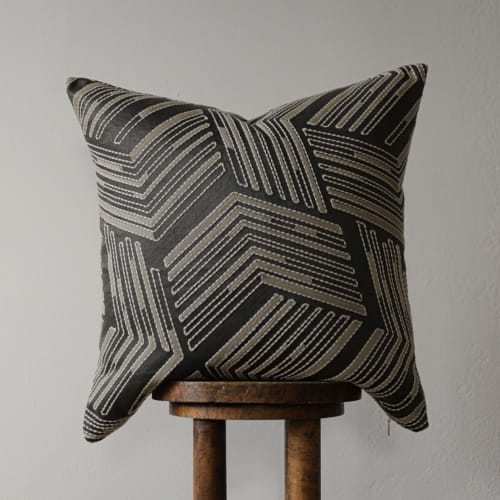 Brown with Embroidered Beige Arrows Pillow 22x22 | Pillows by Vantage Design