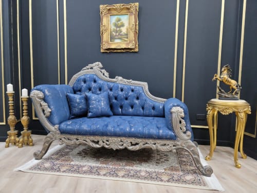 French Style Chaise Lounge/ Aged Gold Leaf Frame Finish/Hand | Couches & Sofas by Art De Vie Furniture