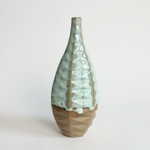 Bottle in Coral Green | Vases & Vessels by by Alejandra Design