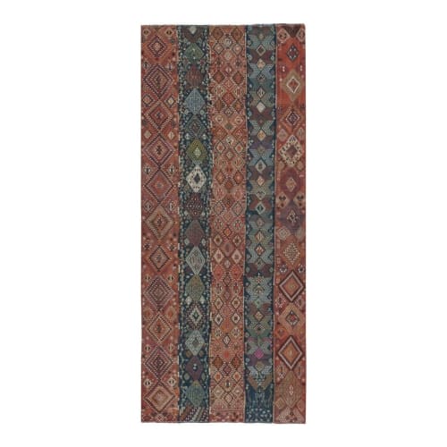 1970s Vintage Turkish Cicim Embroidered Kilim Rug 5'1" X 12' | Rugs by Vintage Pillows Store