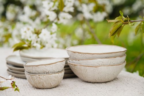 Classic Matte White Leaf - dinner set (16 or 32-piece) | Bowl in Dinnerware by Laima Ceramics