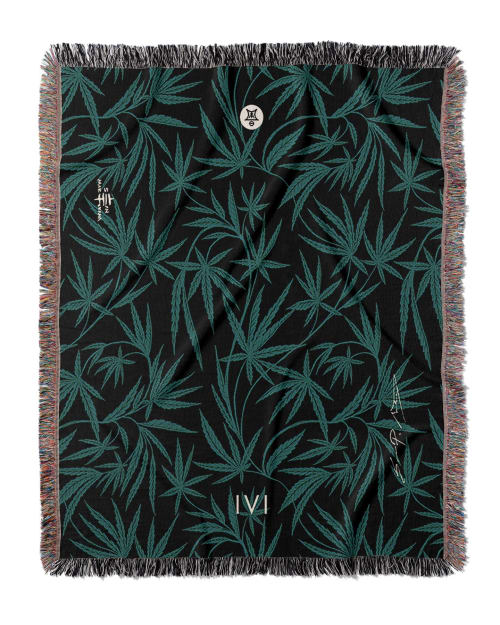 IVI Cannabis Vine Jacquard Woven Blanket | Linens & Bedding by Sean Martorana