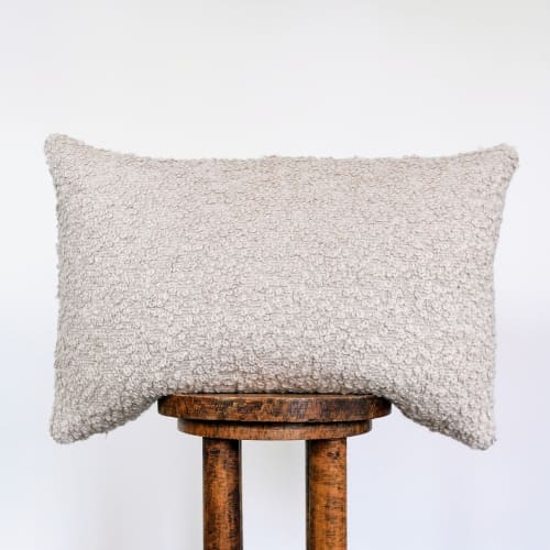 Oatmeal Curly Boucle Lumbar Pillow 16x24 | Pillows by Vantage Design