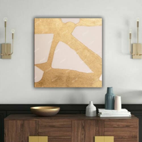 Minimalist Abstract Gold leaf Art Golden Rich texture Art | Oil And Acrylic Painting in Paintings by Serge Bereziak (Berez)
