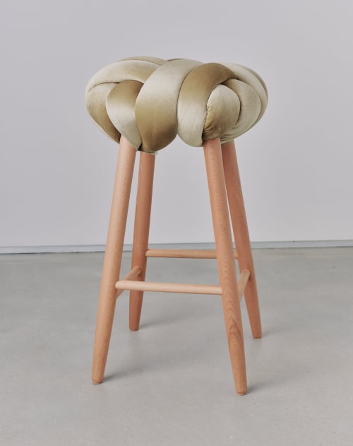 Champagne Velvet Knot Bar Stool | Chairs by Knots Studio
