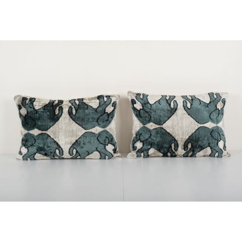Elephant Pattern Silk Ikat VelvetPillow Cover - Unique Home | Cushion in Pillows by Vintage Pillows Store