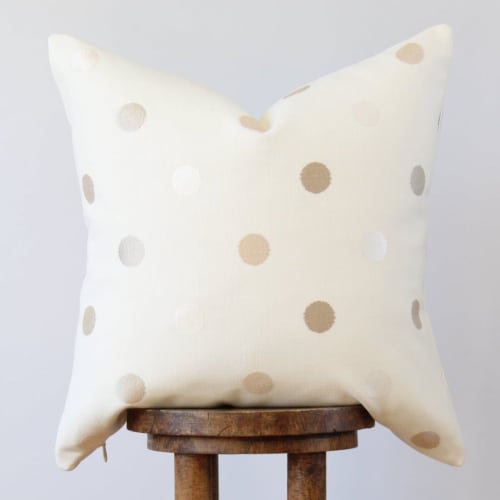 White Cotton with Embroidered Dots 22x22 | Pillows by Vantage Design