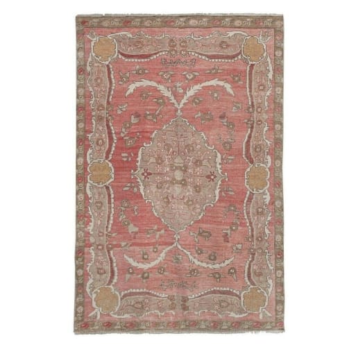 Mid-20th Century Floral Handmade Turkish Anatolian Rug | Rugs by Vintage Pillows Store