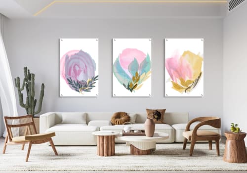 Abstract Flowers Set of 3 Prints Modern Wall Art Modern Art | Prints by uniQstiQ
