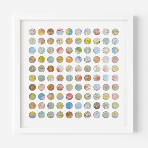 One Hundred Map Dots Collage | Paintings by Amelia Coward