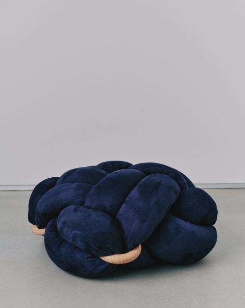 (M) Indigo Blue Vegan Suede Knot Floor Cushion | Pouf in Pillows by Knots Studio