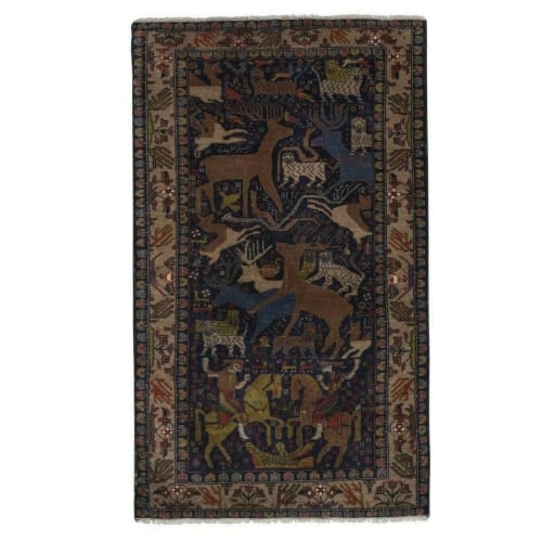 Vintage Abstract Animal Garden Caucasian Rug 2'12'' x 4'8'' | Rugs by Vintage Pillows Store
