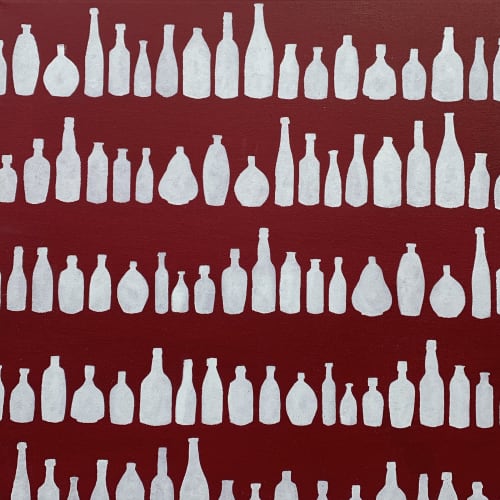 Bottles 20"x20" | Oil And Acrylic Painting in Paintings by Emeline Tate