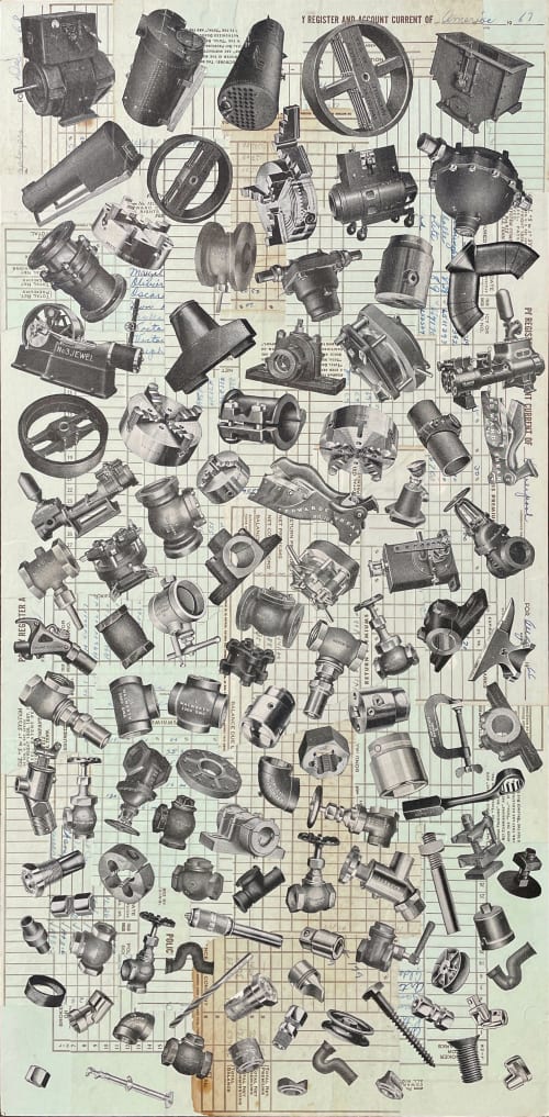 The Machinist III | Collage in Paintings by Glen Gauthier