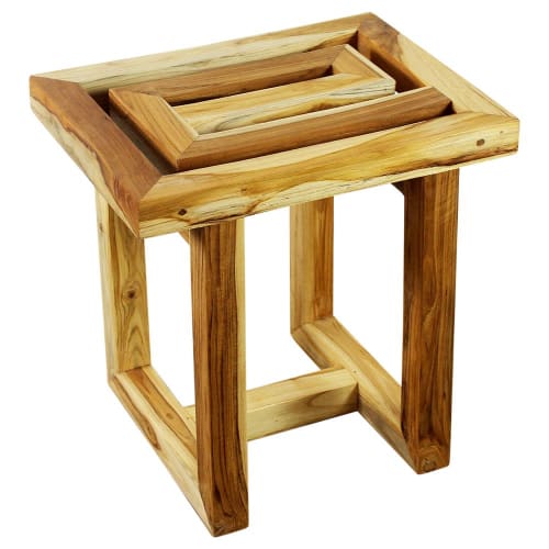 Haussmann® Teak Teak Maze Spa Stool 12 x 15.5 x 16 in H Teak | Chairs by Haussmann®