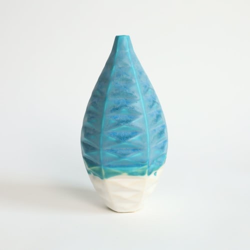Medium Bottle in Mediterranean Sea | Vases & Vessels by by Alejandra Design