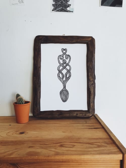 Welsh Love Spoon Art Print, Traditional Welsh Art | Wall Hangings by Carissa Tanton