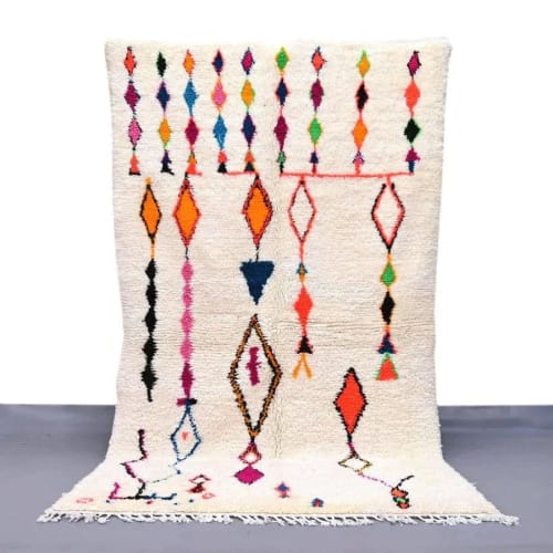 Handmade From Wool of Sheep, moroccan azilal rug | Area Rug in Rugs by Benicarpets