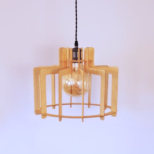 La Solampe - Wooden hanging lamp (Price taxes included) | Pendants by Slice of wood / Tranche de bois