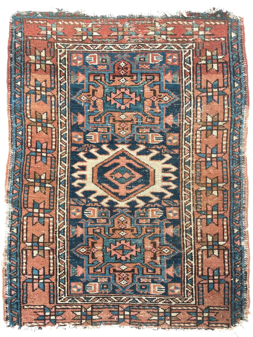 STUNNING Antique Persian Karaja | An Indigo & Terracotta | Area Rug in Rugs by The Loom House