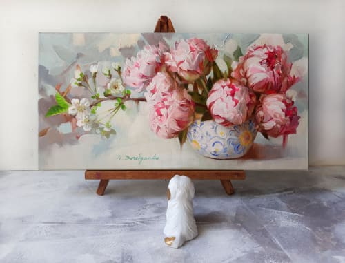 Peonies oil painting canvas original, Floral painting | Paintings by Natart