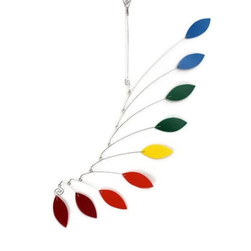 Rainbow Mobile Original Leaf Wave Kinetic Mobile Leaves | Wall Sculpture in Wall Hangings by Skysetter Designs