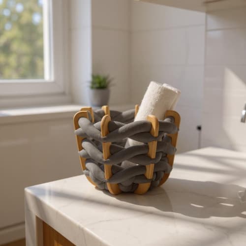 (S) Hull Basket in Graphite Ultra suede | Storage Basket in Storage by Knots Studio