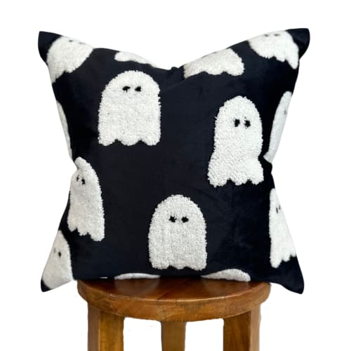 Black Ghost Pillow Cover | Pillows by Busa Designs