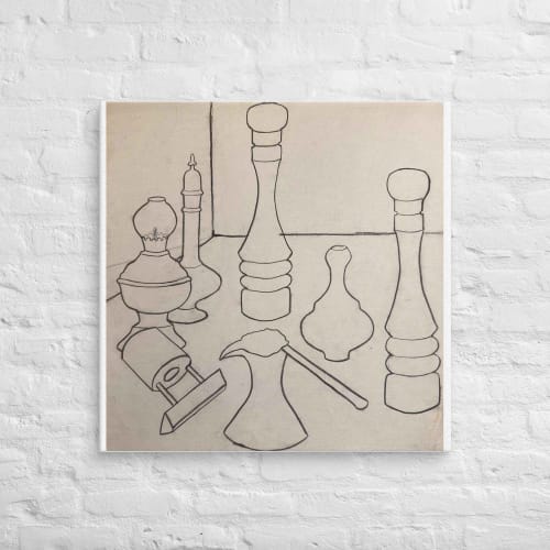 Canvas Print - Contours of Orient - Monochrome Outline | Work by Eman's Gallery