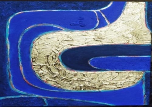Ultramarine blue 3d art painting abstract blue gold 3d | Paintings by Berez Art