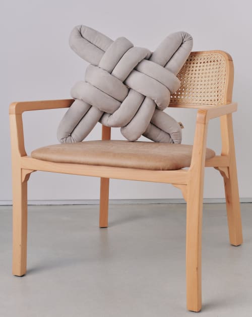 Arora Grey Vegan Suede Knot Pillow | Pouf in Pillows by Knots Studio