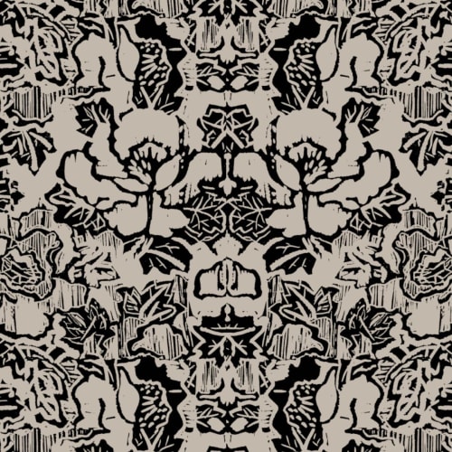 Indian Floral (Med), Taupe | Linens & Bedding by Philomela Textiles & Wallpaper
