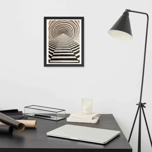 Framed Paper Print - Tunnel of Illusion - Geometric Op Art | Work by Eman's Gallery