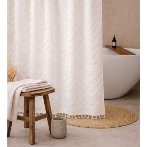 Capri Tufted Shower Curtain | Curtains & Drapes by Busa Designs