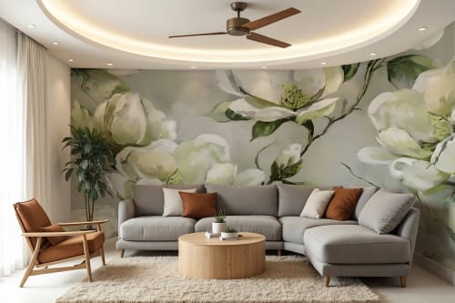 Watercolor Magnolias — Bold Florals Luxury Wallpaper Mural | Wall Treatments by ELLE WALLS