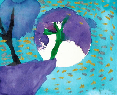 Two Trees - Original Watercolor | Paintings by Rita Winkler - "My Art, My Shop" (original watercolors by artist with Down syndrome)