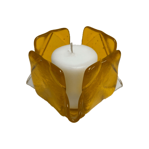Transparent Yellow Glass Candleholder | Candle Holder in Decorative Objects by Sand & Iron