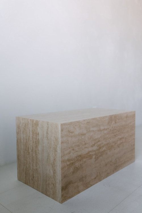 Walnut Travertine Plinth 005 | Tables by District Loo