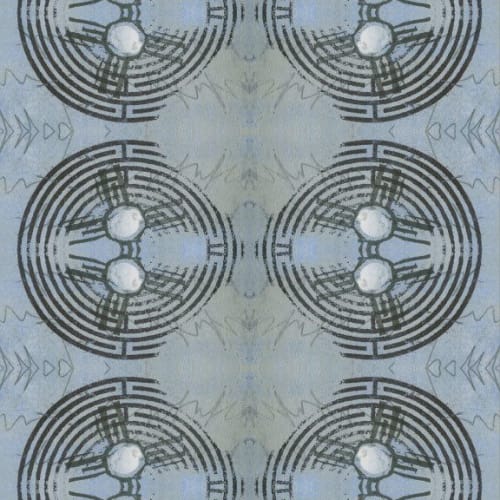 Labyrinth, Sky | Fabric in Linens & Bedding by Philomela Textiles & Wallpaper
