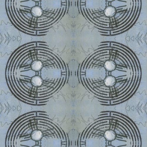 Labyrinth, Sky | Fabric in Linens & Bedding by Philomela Textiles & Wallpaper