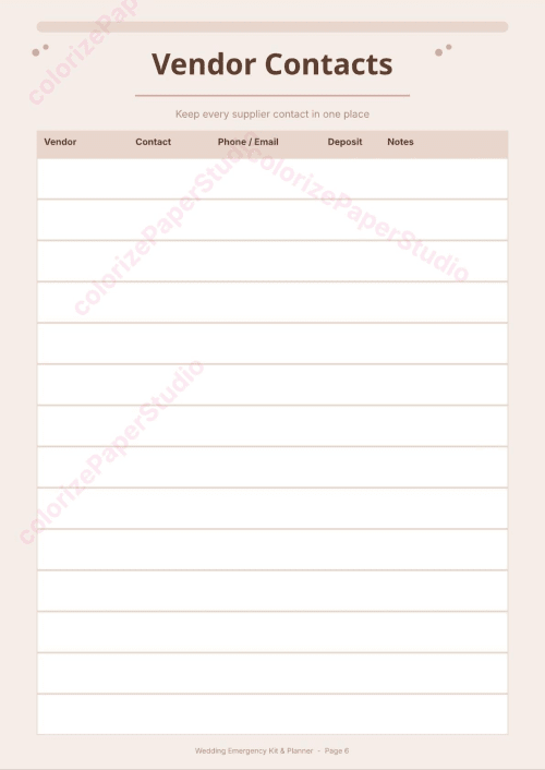 Wedding Planner Printable Bundle | 10 Pages | Checklist Budget Guest List Seating Chart Timeline Emergency Kit | A4 Instant Download PDF | Gift Cards by Colorize Paper Studio