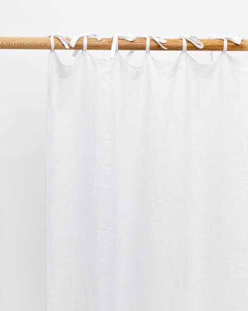 Sheer Tie Top Linen Curtain Panel (1 Pcs) | Curtains & Drapes by MagicLinen