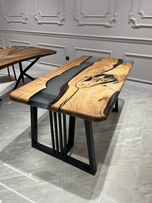 Epoxy Table - Gray Resin Table - Custom Table | Dining Table in Tables by Tinella Wood