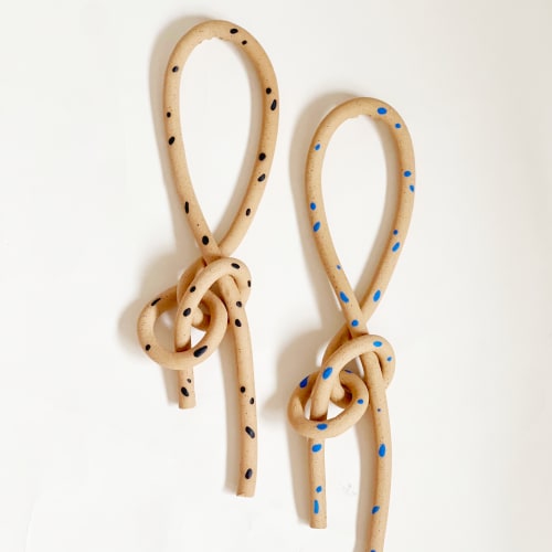 Clay Object 25 - Blue Dots Long Speckle Knot | Sculptures by OBJECT-MATTER / O-M ceramics