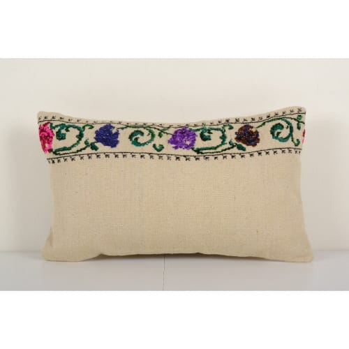 Vintage Floral Kilim Pillow Cases Made from a Boho Anatolian | Linens & Bedding by Vintage Pillows Store