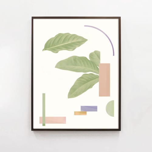 Pastel Botanical Collage Print with Abstract Geometric Shape | Prints by Capricorn Press